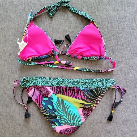 Bleu Rod Beattie Run Wild Triangle Bikini Top Tie side Hipster bottom Se… - Picture 2 of 11